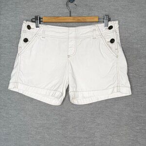 Vintage Y2K Mossimo Womens Shorts Size 9 32” White Denim Side Button Low Rise